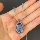 Vòng cổ đá mài Lapis Lazuli bọc kiểu micro macrame với dây, hàng Limited chỉ có 1 mẫu