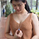 Vòng cổ đá mài Lapis Lazuli bọc kiểu micro macrame với dây, hàng Limited chỉ có 1 mẫu