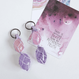 móc khóa năng lượng tình yêu và bình yên | thạch anh hồng rose quartz & thạch anh tím amethyst