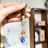 Móc khoá 3 đá Flourite, Carnelian, Lapis lazuli