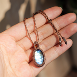Vòng cổ đá xà cừ labradorite tự nhiên với dây macrame, đá ánh xanh chất lượng cao, vòng được làm thủ công, trang sức đá cho nam nữ
