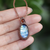 Vòng cổ đá xà cừ labradorite tự nhiên với dây macrame, đá ánh xanh chất lượng cao, vòng được làm thủ công, trang sức đá cho nam nữ