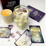 Nến thơm năng lượng đá mùi Lavender & xô thơm (white sage) healing scented candle size to