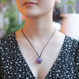 Vòng cổ macrame đá thô thạch anh tím amethyst