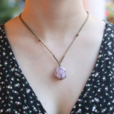 Vòng cổ macrame đá kunzite