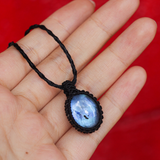 Vòng cổ đá xà cừ labradorite ánh xanh tự nhiên, vòng cổ đá cho nam nữ