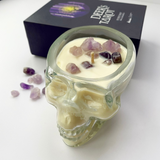 Nến thơm năng lượng đá mùi Lavender & xô thơm (white sage) healing scented candle size to