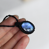 Vòng cổ đá xà cừ labradorite ánh xanh tự nhiên, vòng cổ đá cho nam nữ