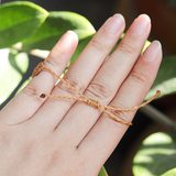 Vòng tay đồng điếu đá moonstone tự nhiên với dây macrame nghệ thuật