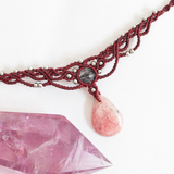 Vòng cổ choker đá Rhodochrosite – Đá đào hoa tự nhiên