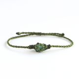 Vòng tay macrame đá Green aventurine thô