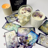 Nến thơm năng lượng đá mùi Lavender & xô thơm (white sage) healing scented candle size to
