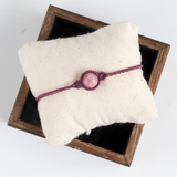 Vòng tay macrame với đá tourmaline hồng kiểu minimalist đơn giản