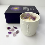 Nến thơm năng lượng đá mùi Lavender & xô thơm (white sage) healing scented candle size nhỏ
