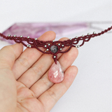Vòng cổ choker đá Rhodochrosite – Đá đào hoa tự nhiên