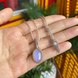 Vòng cổ đá mặt trăng moonstone cho nữ, trang sức macrame thủ công với đá tự nhiên