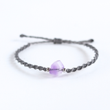 Vòng tay đá thạch anh tím thô (Amethyst) macrame xinh xắn