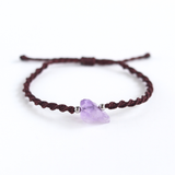 Vòng tay đá thạch anh tím thô (Amethyst) macrame xinh xắn