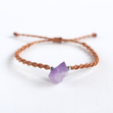 Vòng tay đá thạch anh tím thô (Amethyst) macrame xinh xắn