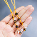 Móc khóa hình con ong và đá mắt hổ, năng lượng mạnh mẽ, tự tin, bảo vệ