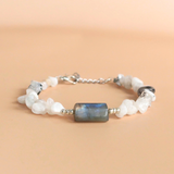 Vòng Tay Lu Thống Đá Xà Cừ & Rainbow Moonstone