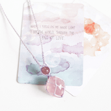 vòng cổ tình yêu đá thạch anh hồng và dâu tây, rose quartz và strawberry quartz