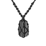 Raw Blacktourmaline macrame necklace | Vòng cổ macrame đá thô Tourmaline đen