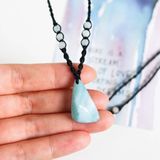 vòng cổ đá larimar và hạt morganite