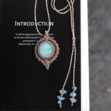 Vòng cổ đá Larimar họa tiết boho kết hợp đá aquamarine, trang sức macrame với đá tự nhiên mang năng lượng tình yêu, quà tặng cho nữ