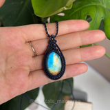 Vòng cổ đá xà cừ Labradorite macrame, đá tự nhiên, năng lượng tích cực và kì diệu, quà tặng trang sức thủ công cao cấp cho nữ