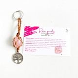 móc khóa thạch anh hồng rose quartz và charm