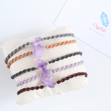 Vòng tay đá thạch anh tím thô (Amethyst) macrame xinh xắn