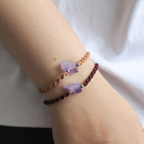 Vòng tay đá thạch anh tím thô (Amethyst) macrame xinh xắn