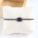 Vòng tay họa tiết macrame đá thạch anh tím (Amethyst)