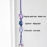 móc khóa 3 đá thạch anh tím, apatite, celestite