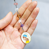 Móc khóa charm "Girl with a Pearl Earring" mix với đá tự nhiên,nghệ thuật