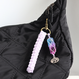 Móc khóa macrame kết hợp đá unicorn aura quartz - thạch anh hào quang