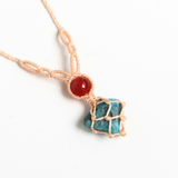 Vòng cổ Macrame đá thô Apatie kết hợp hạt Carnelian kích thích sự sáng tạo