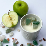 Nến thơm năng lượng đá mùi Hương thảo & Xô thơm - rosemary & white sage scented candle size nhỏ