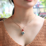Vòng cổ Macrame đá thô Apatie kết hợp hạt Carnelian kích thích sự sáng tạo