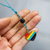 Móc khóa charm trái tim ý nghĩa "love wins" và đá bảo vệ black obsdian