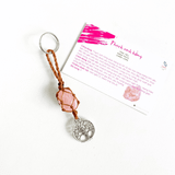 móc khóa thạch anh hồng rose quartz và charm