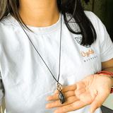 Black tourmaline & citrine necklace | vòng cổ macrame hai đá tourmaline đen và thạch anh vàng