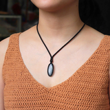 Vòng Cổ Đá Aquamarine Mài Bọc Kiểu Micro Macrame Cho Nam