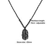 Raw Blacktourmaline macrame necklace | Vòng cổ macrame đá thô Tourmaline đen