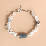 Vòng Tay Lu Thống Đá Xà Cừ & Rainbow Moonstone