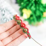 vòng tay giáng sinh đá red Jasper và unakite