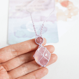 vòng cổ tình yêu đá thạch anh hồng và dâu tây, rose quartz và strawberry quartz