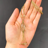 Vòng Cổ Macrame đá Thạch anh Tóc Vàng mix hạt mang năng lượng thịnh vượng, thông thái - Golden Rutilated Quartz