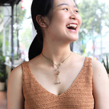 Vòng Cổ Macrame đá Thạch anh Tóc Vàng mix hạt mang năng lượng thịnh vượng, thông thái - Golden Rutilated Quartz